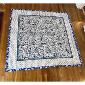 Opalhouse Bandana Blue Floral 100% Cotton Washable Shower Curtain Boho Hippie